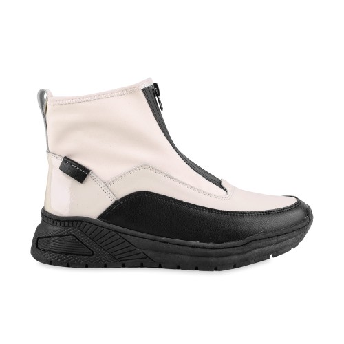 Botki damskie beż z czarnym T.SOKOLSKI, model KEN Z24-348 BE/BLK , skóra naturalna