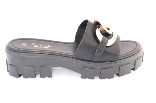 Klapki damskie SKOTNICKI, KL-3-0615 BLACK, czarny