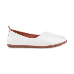 Baleriny damskie białe Sokolski, wzór EN W25-479 WHT, skóra naturalna