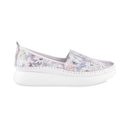 Półbuty damskie białe w kwiaty SOKOLSKI, model ARA 0712-1 FL WHT, skóra naturalna