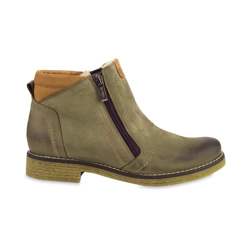 Botki damskie zielone z kożuszkiem BUT BAL, model 318 ZIELONY , skóra naturalna nubuk 