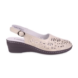 Sandały damskie beżowe T. Sokolski, model LYN L25-27 BEIGE, skóra naturalna ażurowa