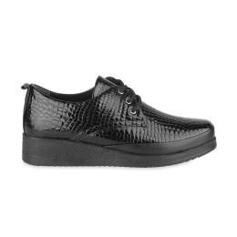 Półbuty damskie czarny krokodyl SOKOLSKI, model ARX J23-02 BLK CRO, skóra naturalna 